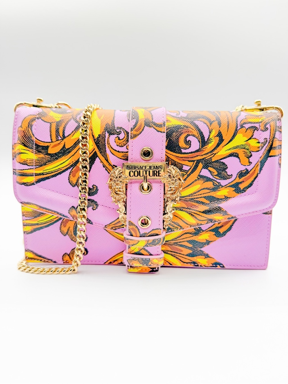 Versace Jeans Collection Pink & Yellow Baroque Crossbody Bag